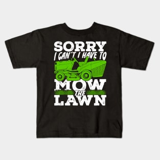 Funny Mowing Lawn Mower Gardener Gift Kids T-Shirt